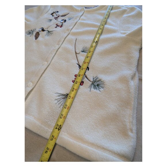 Vintage Cottagecore Blair Embroidered Bird Fleece Cardigan Woodland Fairy Cozy L - Picture 11 of 14